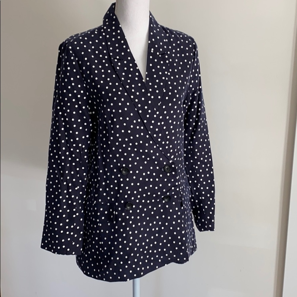 New w/tags Navy & white polka dot boyfriend blazer